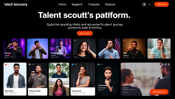 An online talent discovery platform interface showcasing diverse talent profiles, performance videos, and interactive features for talent scouting and networking, illustrating the platform's support for aspiring artists and creatives in their talent journey.