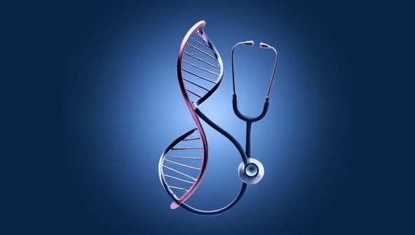 An elegant DNA helix intertwined with a stethoscope, symbolizing the integration of genetics and healthcare in personalized medicine consultancy.