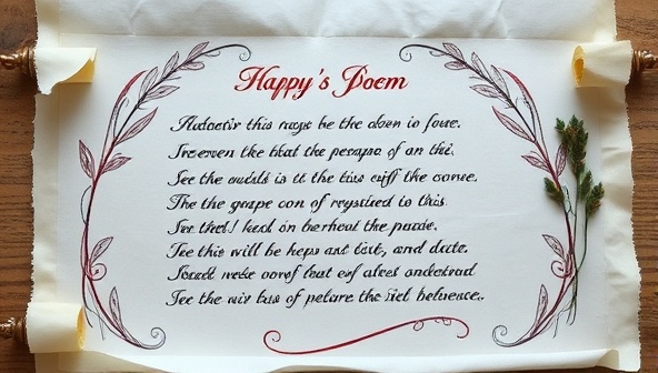 A beautifully handwritten poem on a parchment scroll, adorned with elegant calligraphy and decorative elements, evoking sentimentality and exclusivity.