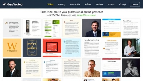 An interactive online showcase featuring a diverse collection of writing portfolios displayed in a gallery format, accompanied by user testimonials, industry endorsements, and interactive features, inviting writers to create their professional online presence with WordCraft Showcase.