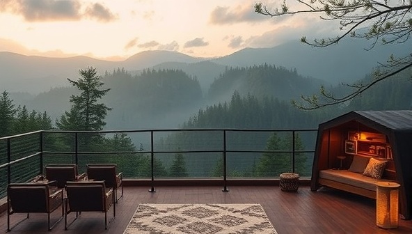 An immersive and tranquil visual of a virtual writing retreat setting with serene nature backgrounds, cozy writing nooks, and virtual group sessions, creating a peaceful and inspiring atmosphere for writers to escape distractions and focus on their craft.