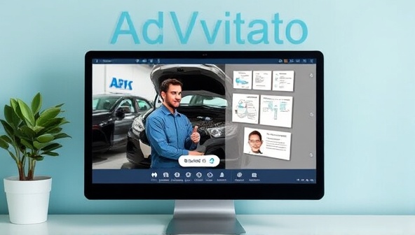 An interactive virtual consultation session displayed on a computer screen, showing a mechanic guiding a user through a car repair process with visuals and diagrams, creating a personalized and educational experience.