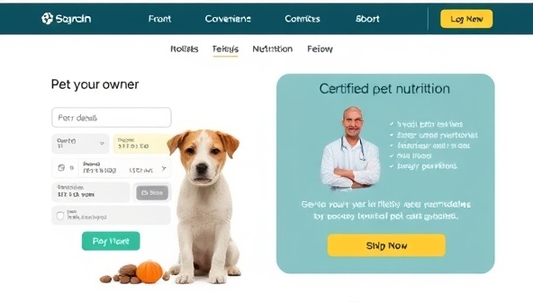 An interactive online platform interface showcasing a pet owner inputting their pet's details and dietary preferences, while receiving personalized nutrition recommendations from a certified pet nutritionist, highlighting the convenience and expertise of the service.