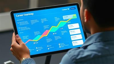 An individual navigating a virtual career roadmap on a digital device, receiving personalized insights and recommendations for skill development and career advancement, highlighting the interactive and user-centric nature of CareerCraft.