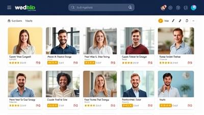 An online marketplace interface showcasing various tech support experts available for virtual sessions, with user reviews and ratings, representing a diverse pool of professionals ready to assist with telecommunication needs.