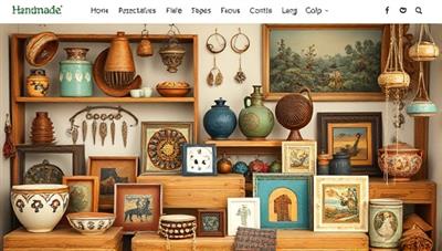 An online marketplace homepage featuring a diverse array of handmade products, from pottery and jewelry to textiles and artwork, displayed in a visually appealing and inviting manner that showcases the craftsmanship and creativity of local artisans.