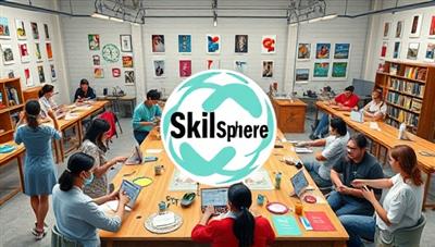 A vibrant virtual workshop setting with participants engaging in hands-on skill-sharing activities, creative projects, and collaborative learning experiences, showcasing the diversity, energy, and passion of the SkillSphere Exchange community, symbolizing a hub of knowledge and inspiration.