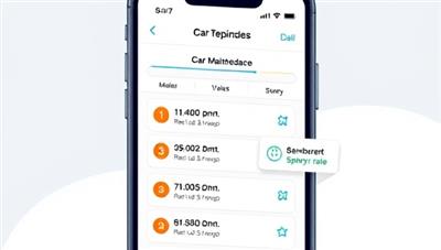 An illustration of a smartphone screen displaying a personalized car maintenance schedule, with reminders and notifications popping up, conveying the convenience and digital nature of the subscription service.