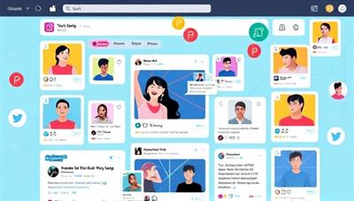An illustration of a social media feed with trending talent profiles highlighted by the TalentTrendz agency, showcasing a dynamic and interactive approach to talent scouting through social platforms.