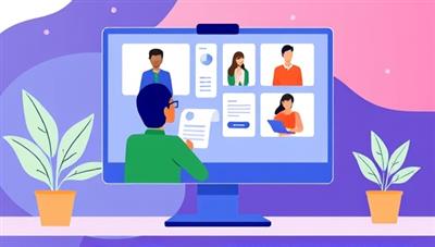 An engaging digital illustration featuring a virtual onboarding session with new hires interacting with onboarding materials and trainers through a computer screen, symbolizing the seamless and interactive experience provided by OnboardRise in remote work environments.