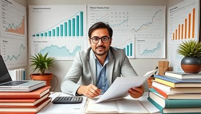 An educational image of a virtual personal finance masterclass, featuring a financial expert sharing insights on investment strategies and wealth-building tips, surrounded by financial charts, calculators, and money management books, illustrating empowerment and financial enlightenment.