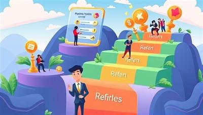 An animated and colorful game interface where employees can navigate through levels by referring candidates, earning rewards and recognition along the way, creating a dynamic and engaging referral program.