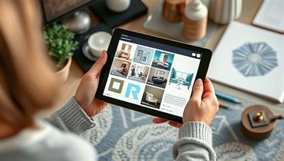 A captivating visual of a virtual design consultation session with a designer presenting a digital mood board, color swatches, and furniture layout options on a tablet screen, surrounded by design samples and decor accessories, creating an immersive and interactive design experience.