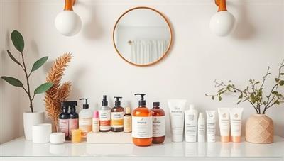 An aesthetic beauty space setup aligned with feng shui principles, featuring organized beauty products, soothing colors, natural elements, and harmonious decor, creating a serene and balanced atmosphere for beauty rituals and self-care practices.
