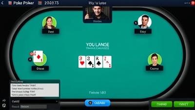 An interactive poker table interface on PokerPro Trainer, showcasing a player engaging in a training challenge with virtual opponents, highlighting the gamified and educational aspects of the platform.