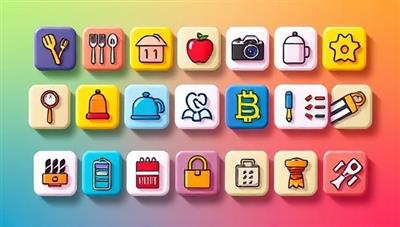 An eye-catching graphic showcasing a collection of vibrant course icons representing diverse skills like cooking utensils, cameras, coding symbols, and art supplies, highlighting the array of learning opportunities available on SkillSpark Studio.