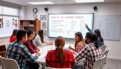 A vibrant virtual classroom setting with diverse students collaborating on a digital whiteboard, sharing notes, and discussing study materials, creating a dynamic and interactive learning environment.
