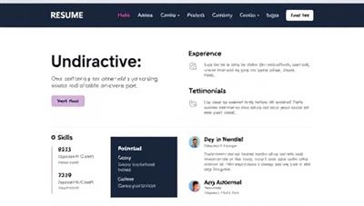 A sleek and modern resume website mockup featuring interactive sections for skills, experience, and testimonials, with a design that exudes professionalism and creativity to attract potential clients.