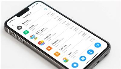 An image of a sleek smartphone app interface displaying neatly organized digital receipts, with colorful categories and a user-friendly design, symbolizing efficiency and modernity.