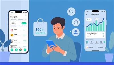 An animated visualization of a user exploring FinanceWise AI app features, setting financial goals, tracking expenses, and receiving tailored investment recommendations, showcasing the app's user-friendly interface and financial planning capabilities for users seeking financial empowerment.