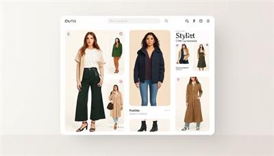 An aesthetically pleasing visual showcasing a virtual stylist interface with outfit suggestions, fashion inspiration boards, and personalized style recommendations, creating a stylish and interactive platform for fashion enthusiasts and trendsetters.
