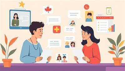 An engaging digital illustration of a virtual language exchange session, featuring users from different cultural backgrounds engaging in language practice through video calls, chat interactions, and sharing language resources, creating a vibrant and inclusive online language learning environment.