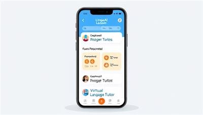 An illustration of a smartphone screen displaying the LinguaAI app interface with interactive language lessons, personalized study recommendations, and a virtual language tutor, conveying the convenience and effectiveness of AI-powered language learning.