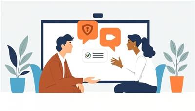 An illustrative depiction of a virtual mentorship session where a mentor and mentee engage in a meaningful conversation, sharing insights and guidance, symbolizing mentorship and personal growth.