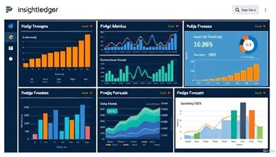 A dynamic data visualization dashboard from InsightLedger Analytics displaying financial metrics, trend analysis charts, and predictive forecasts, illustrating the power of data analytics in driving informed decision-making and business growth for small enterprises.