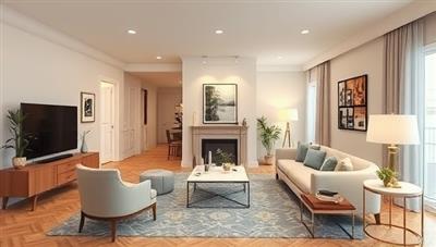 An aesthetic digital rendering of a virtual living room design consultation with a professional interior designer providing layout suggestions and decor ideas, alongside virtual furniture placements and color palette options, illustrating the transformative and visual nature of VirtualDecor Solutions' virtual home interior design consultations.