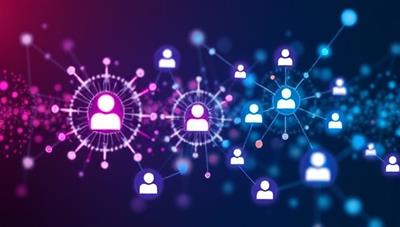 An abstract representation of AI algorithms processing and filtering resumes, with digital nodes connecting qualified candidates to job opportunities, illustrating the platform's automated screening process and efficiency in talent selection.