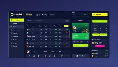 An interface mockup of the CryptoBet Exchange platform showing a sleek design with real-time sports odds, cryptocurrency payment options, and a user-friendly layout, illustrating the seamless betting experience.