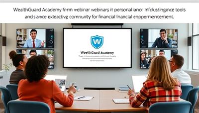 An engaging visual of a virtual classroom setting with diverse participants attending a WealthGuard Academy webinar on personal finance and insurance topics, featuring interactive tools and expert guidance, fostering a learning community for financial empowerment.