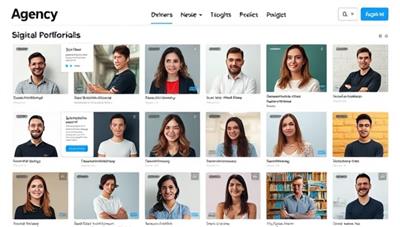 A digital portfolio displaying a diverse range of freelance professionals represented by the agency, showcasing their skills and expertise through interactive profiles, client testimonials, and project highlights, illustrating the agency's role in connecting freelancers with opportunities in the gig economy.