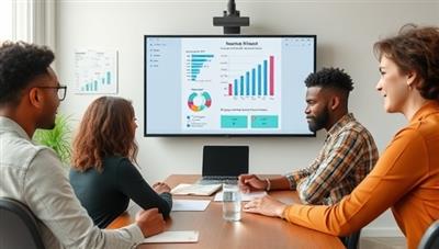 A motivating visual of a financial coach mentoring a diverse group of individuals on financial planning techniques in a virtual meeting, with charts and graphs illustrating personal finance strategies and goals, symbolizing the empowerment and guidance provided by FinanceMentor's coaching subscription.