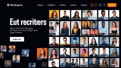 An engaging website interface showcasing diverse talent profiles in various industries, with recruiters browsing through profiles and engaging with potential candidates, creating a dynamic and interactive platform experience.