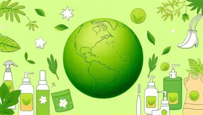 An eye-catching digital illustration depicting a vibrant green planet Earth surrounded by various eco-friendly products like reusable items, natural skincare, and sustainable fashion pieces, symbolizing the essence of a green online marketplace.
