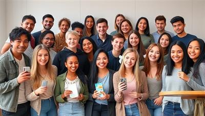 An image of a diverse group of micro-influencers from various niche communities gathered together, each holding a product or promoting a brand that resonates with their specific audience, showcasing the power of niche influencer marketing.
