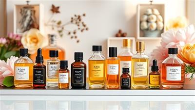An elegant and sophisticated display of various essential oils and perfume bottles arranged on a sleek virtual fragrance creation platform, with a background of blooming flowers and aromatic herbs, invoking a sense of luxury and creativity.