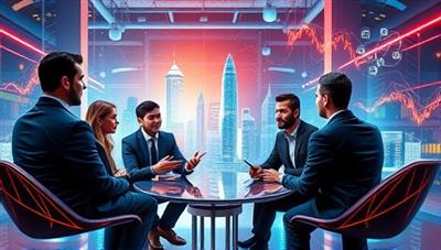 An engaging digital artwork showcasing a diverse group of investors discussing cryptocurrency trends and opportunities in a futuristic setting, symbolizing collaboration and innovation in the crypto space.