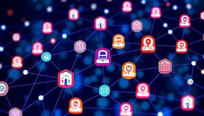 An illustration of a digital blockchain network with interconnected academic institutions, diplomas, and verification nodes, symbolizing the secure and decentralized nature of CertifAI's credential verification platform for academia.
