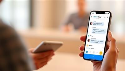 A visual representation of a job seeker engaging with the IntervuBuddy chatbot on a smartphone, practicing interview questions and receiving instant feedback, highlighting the interactive and supportive nature of the platform in interview preparation.