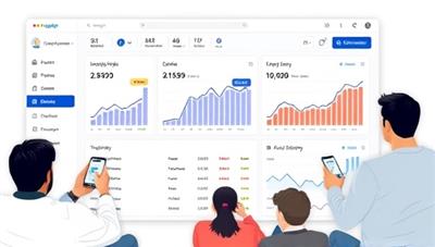 An innovative dashboard interface displaying real-time cryptocurrency portfolio performance, automated trade execution features, and customizable investment strategies, with a diverse group of users monitoring their portfolios on different devices, highlighting convenience and efficiency.