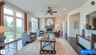 An immersive virtual tour experience showcasing a modern, beautifully staged property with interactive navigation features, highlighting the convenience and realism of VirtuView Estates' virtual property viewing platform.