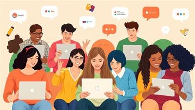 A visually engaging graphic showcasing a diverse group of individuals using laptops and smartphones, interacting with the LexiAI platform while learning various languages, symbolizing inclusivity and modern learning methods.