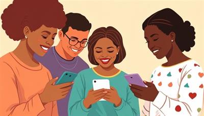 A heartwarming illustration of diverse individuals from underserved communities using the InclusiveFinance app on their smartphones, accessing financial resources and tools that empower them to achieve financial stability and independence, symbolizing inclusivity and economic empowerment.