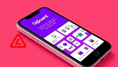 An engaging visual of a smartphone displaying the GigGuard app interface with vibrant colors and intuitive icons, showcasing the simplicity of purchasing microinsurance for gig workers on the go.