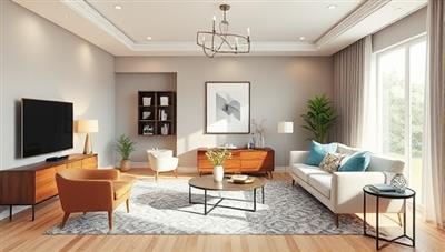 An aesthetically pleasing virtual room design, showcasing a beautifully decorated living space with virtual furniture, decor accents, and color schemes, creating a visually captivating and inspiring interior design concept that resonates with users seeking design inspiration.