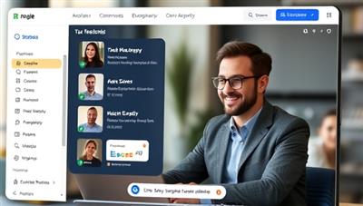 A digital platform interface showcasing a freelancer browsing through profiles of tax professionals, with a virtual tax consultation in progress, highlighting ease and efficiency in tax assistance for freelancers.