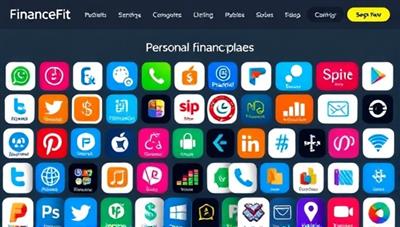 A vibrant and diverse digital marketplace showcasing a variety of personal finance tools and apps with colorful icons representing budgeting, investing, and financial planning, creating a visually appealing and engaging user experience on the FinanceFit Marketplace.